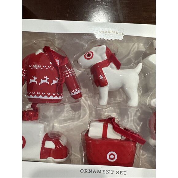 Target Exclusive Wondershop Ornament Set of 6 Bullseye Dog Cart Shopping Bag - Picture 4 of 6